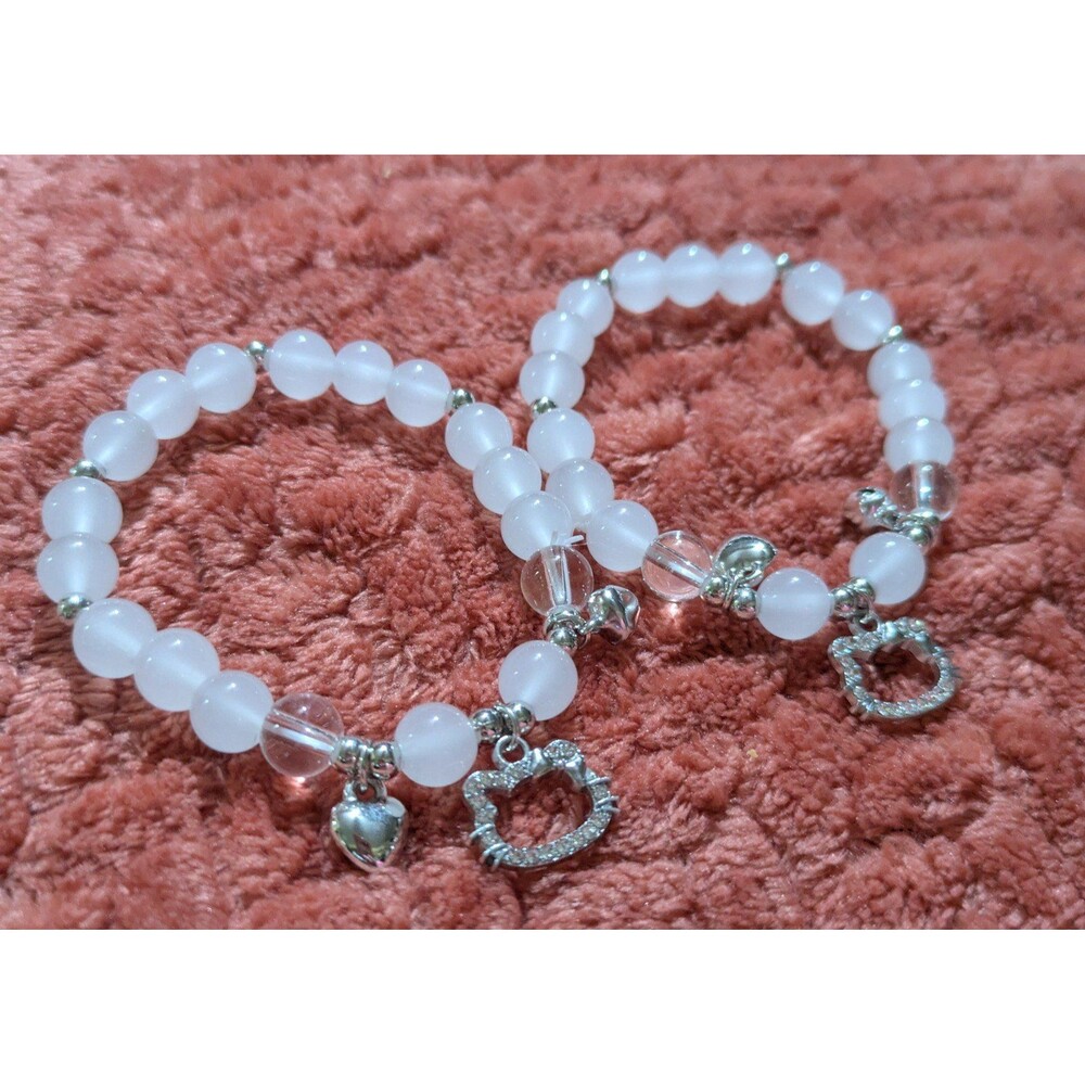 Kawaii Beaded Charm Bracelets Set, Cute Kitty Inspired Jewelry, Coquette Y2K - Picture 3 of 4